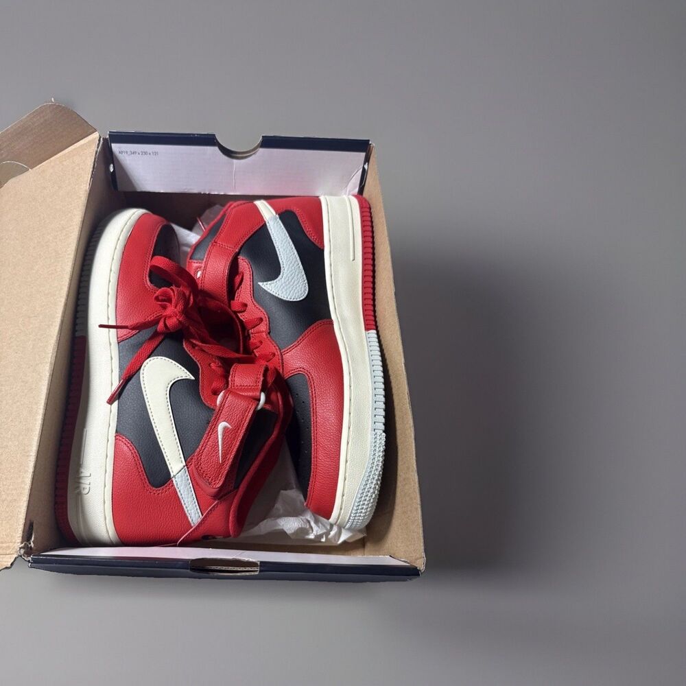 Nike Air Force 1 '07 LV8 Mid Split - University Red Black,New With Box Size 10